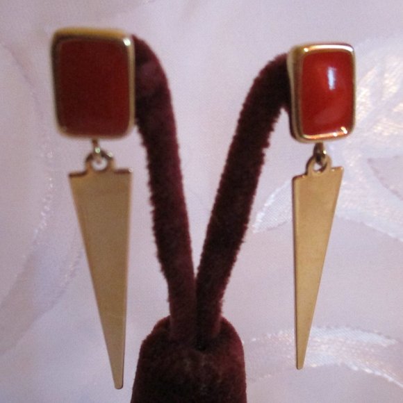 MONET GOLD AND CRIMSON EARRINGS - Picture 2 of 2